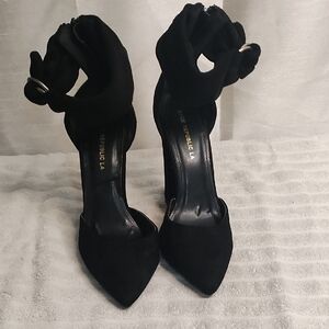 Shoe Republic LA Black Stiletto Heels with Ruffle‎ Detail